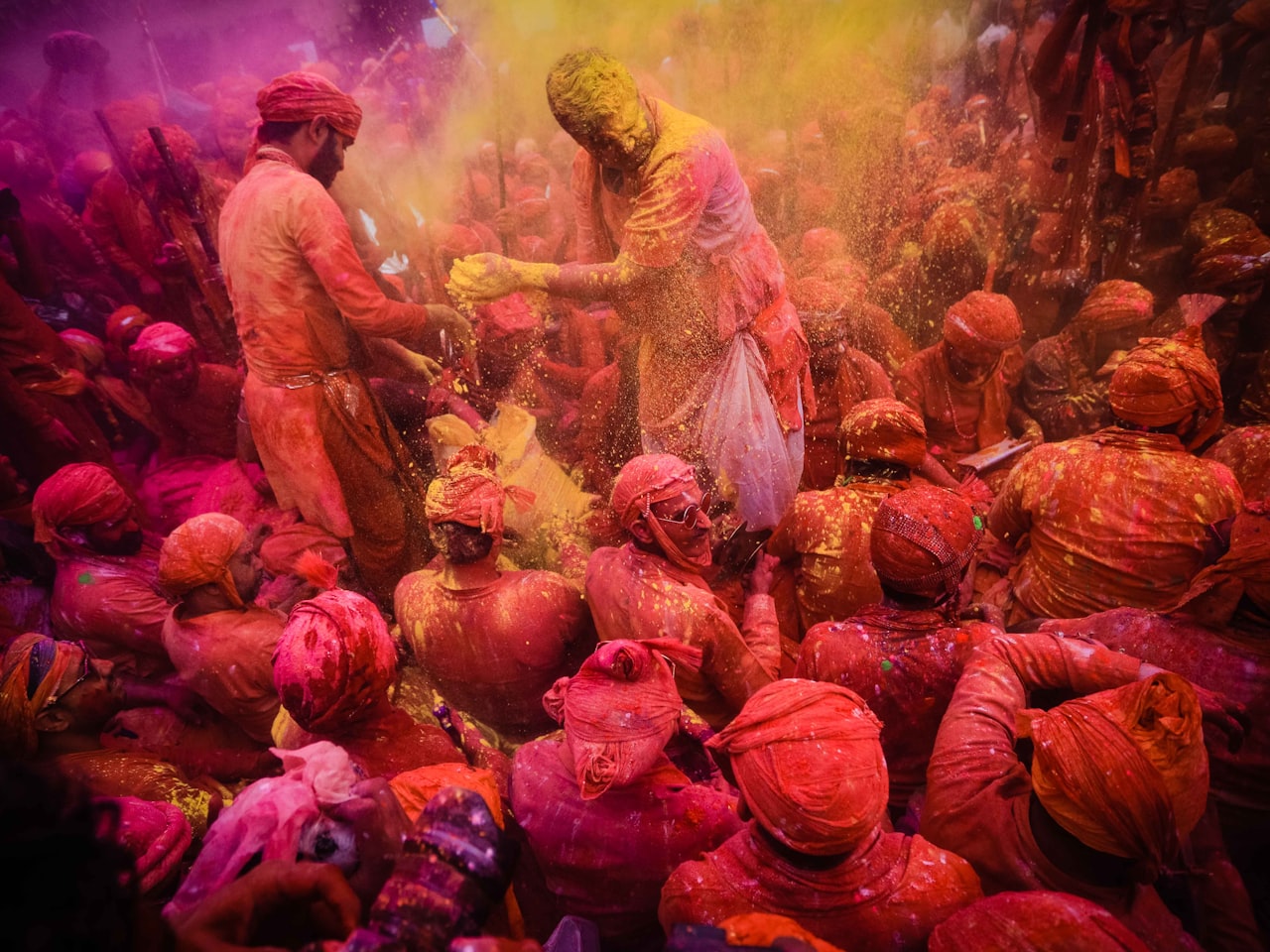 Performers in traditional dress at a celebration in India