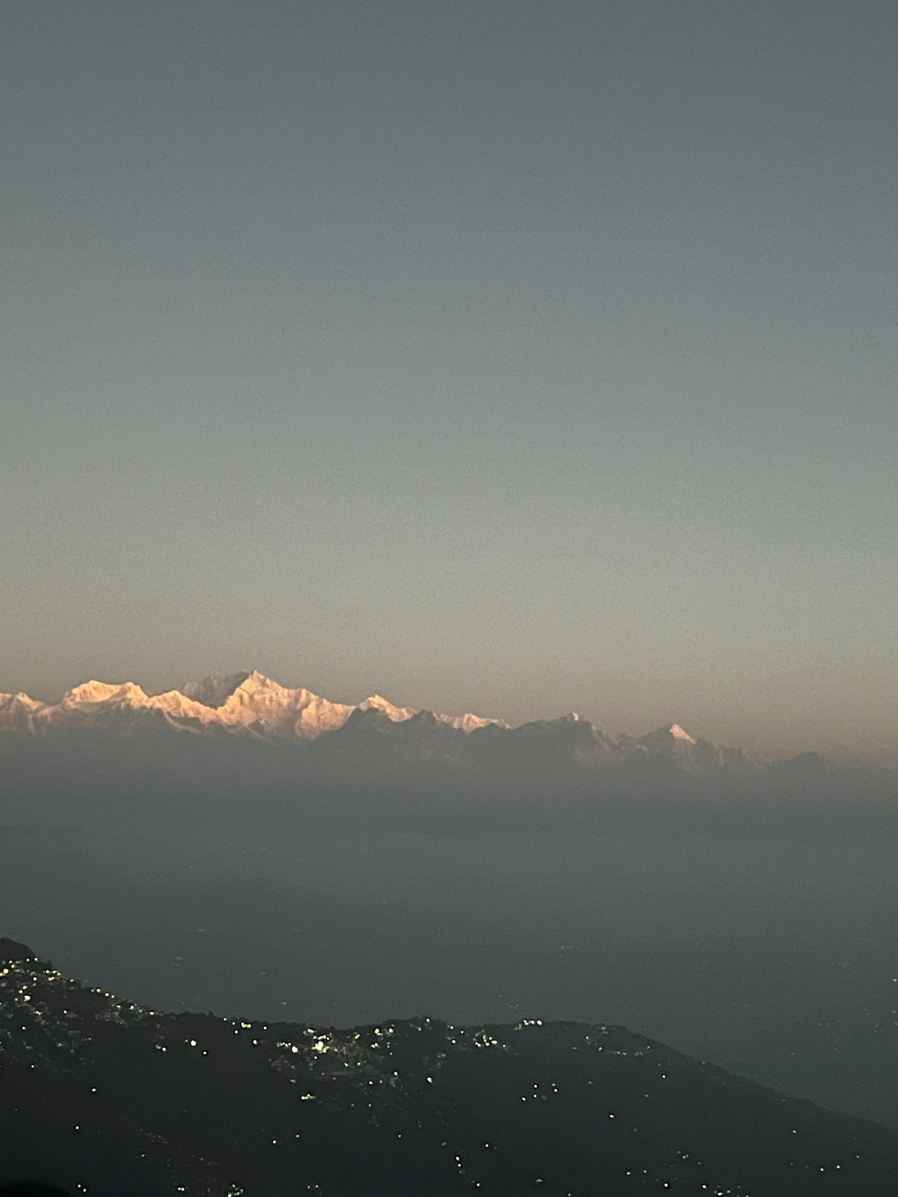 A Himalayan hill town seen from above in Sikkim, India